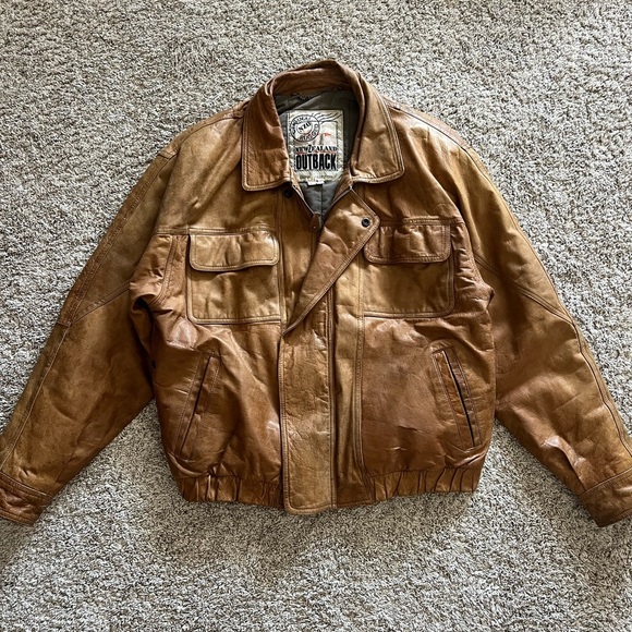 Vintage Outback Tan Leather Jacket for Men size large - Picture 2 of 13